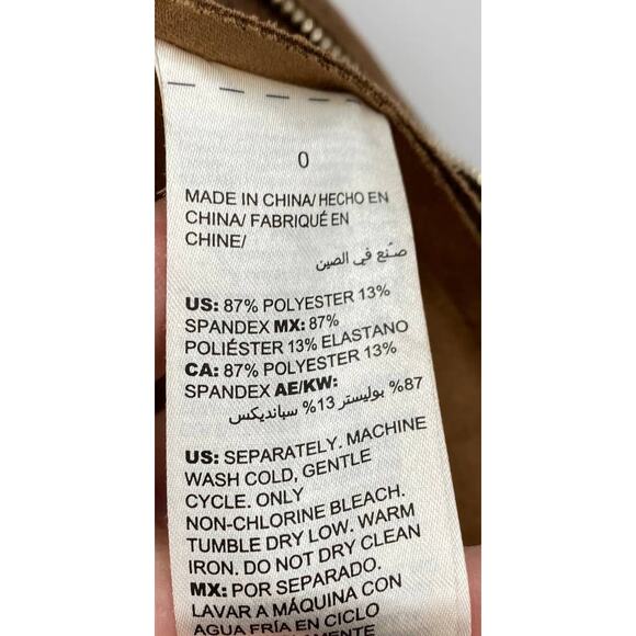 Chicos Faux Suede Jacket Zipper Front Moto Lace Up Sleeves Brown Womens Small 4 - Picture 7 of 8